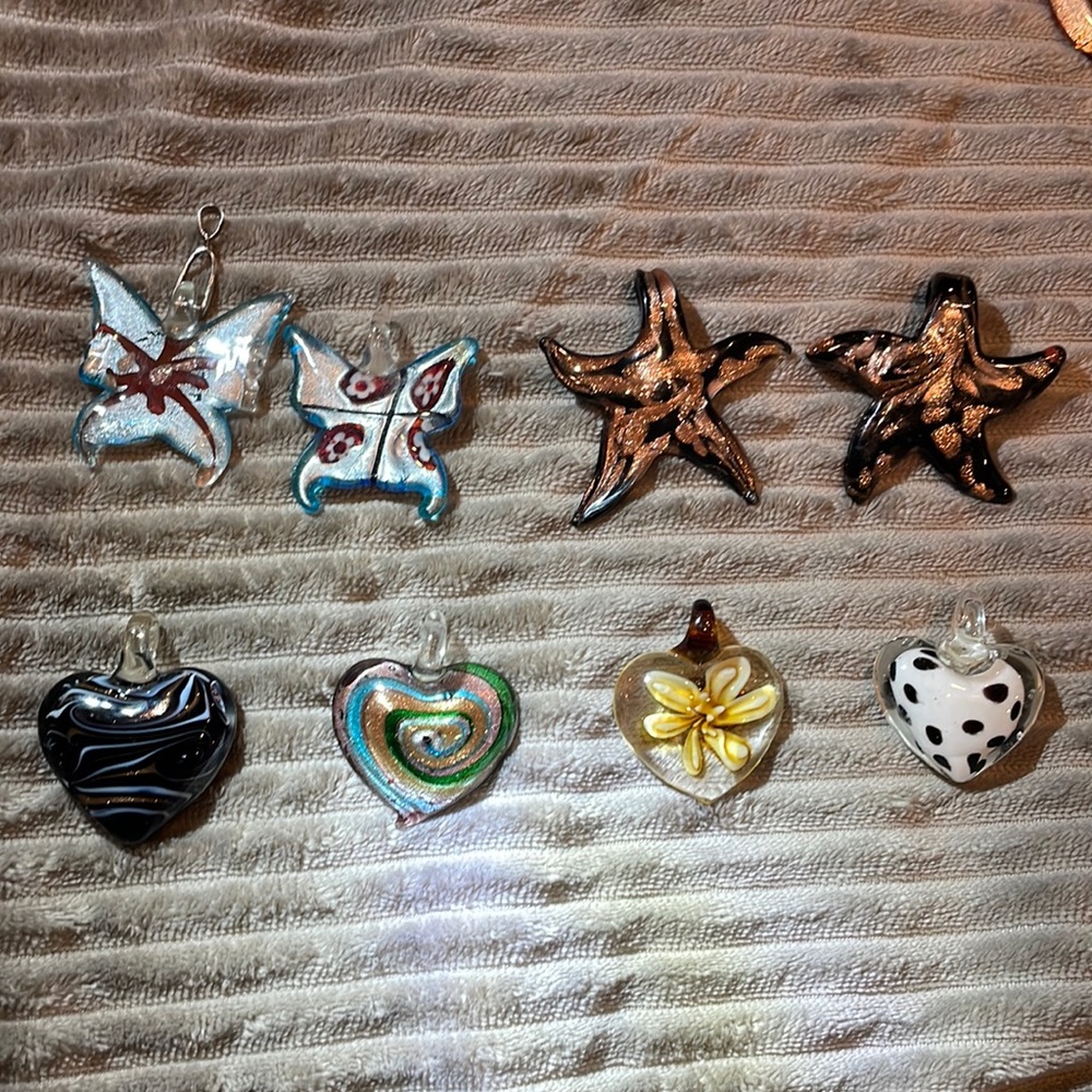 Glass pendant hand made butterfly starfish heart glass drop pendant pick 1